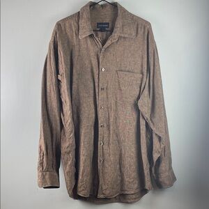 Scott Barber Linen Men's Brown Button-Down Shirt Size L